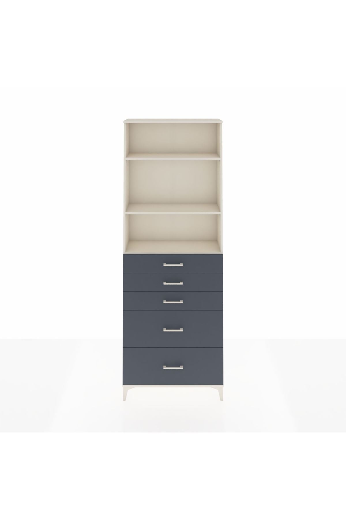 Arges Dolap 3 Raflı 5 Çekmeceli 88x30x243 Aytaşı-Antrasit