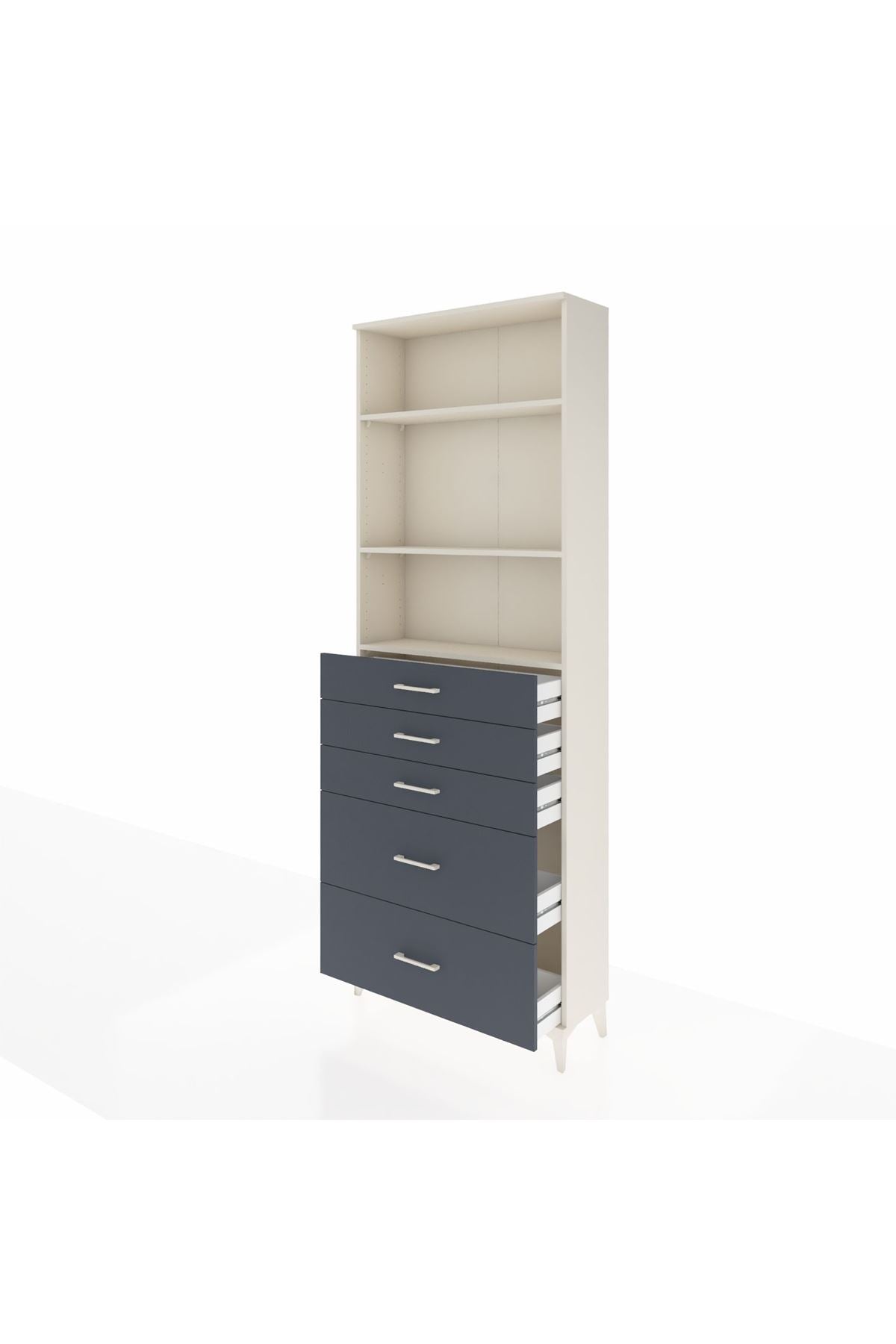 Arges Dolap 3 Raflı 5 Çekmeceli 88x30x243 Aytaşı-Antrasit