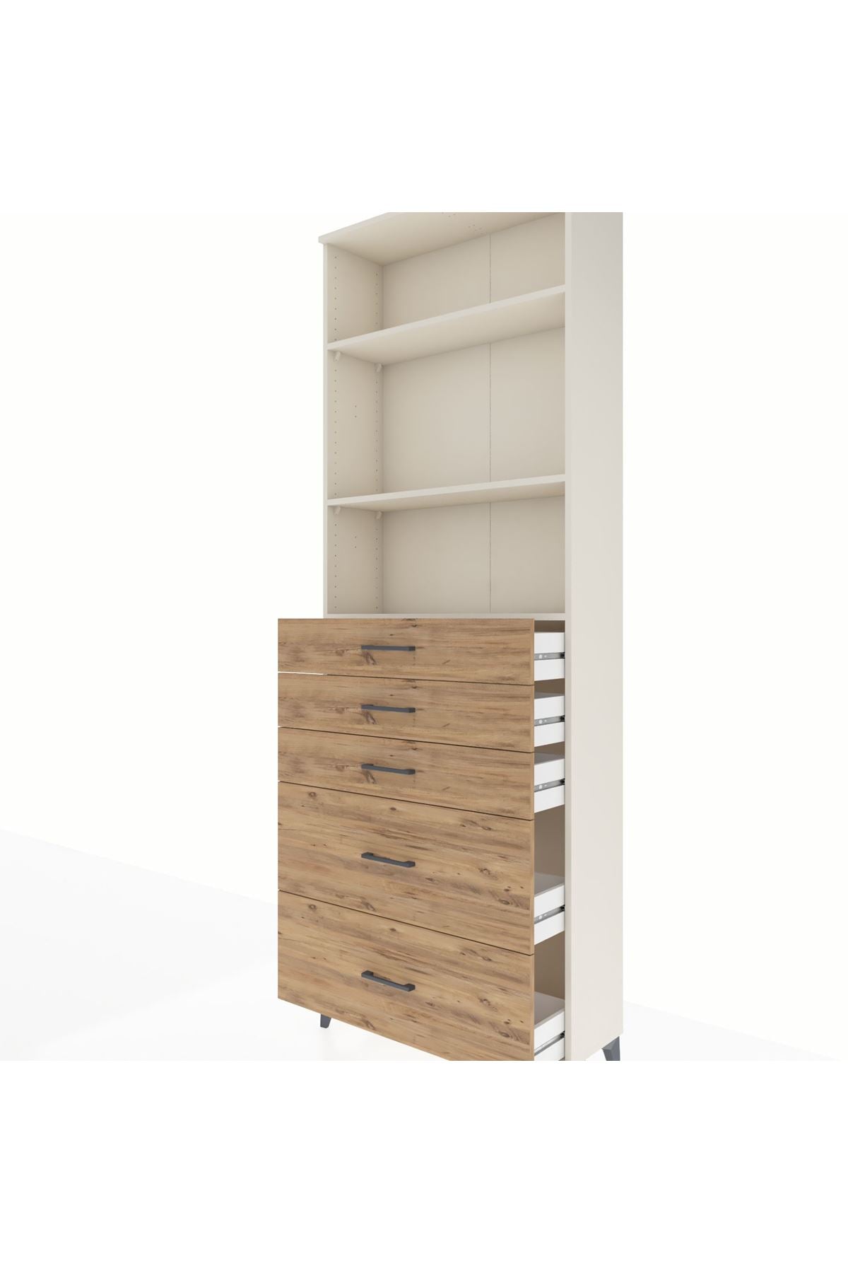 Arges Dolap 3 Raflı 5 Çekmeceli 88x30x243 Aytaşı-Çam