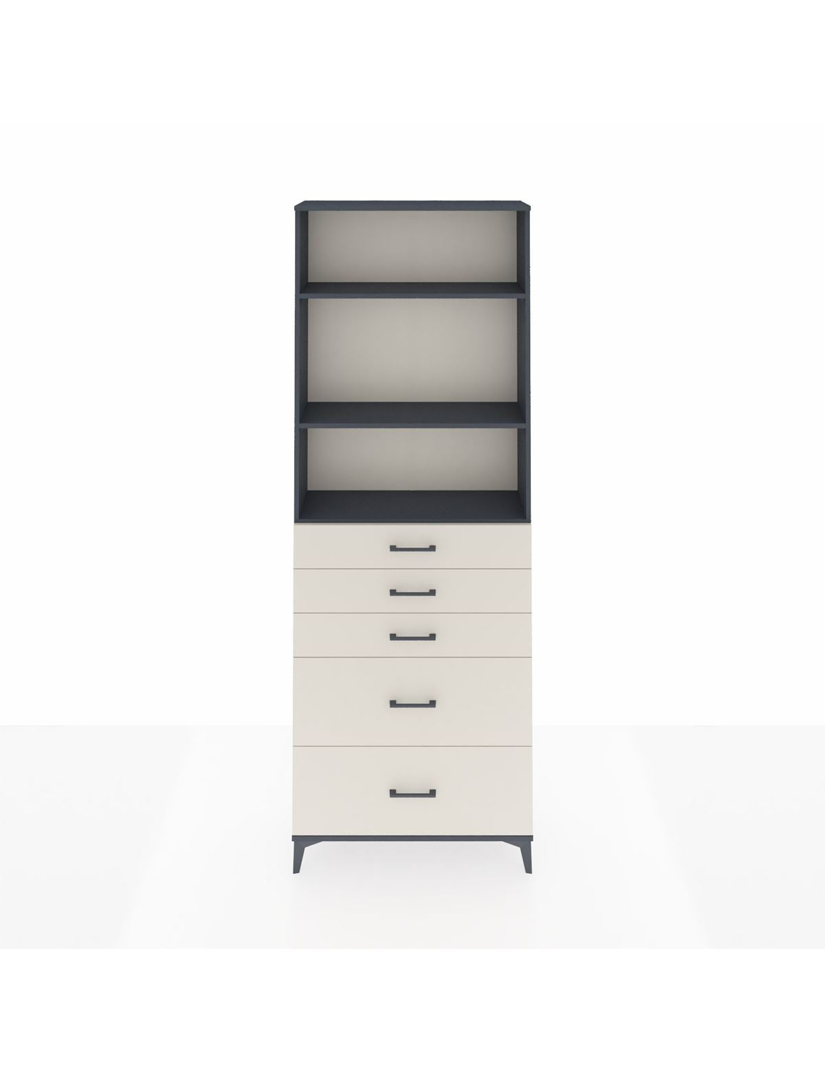 Arges Dolap 3 Raflı 5 Çekmeceli 88x30x243 Antrasit-Aytaşı