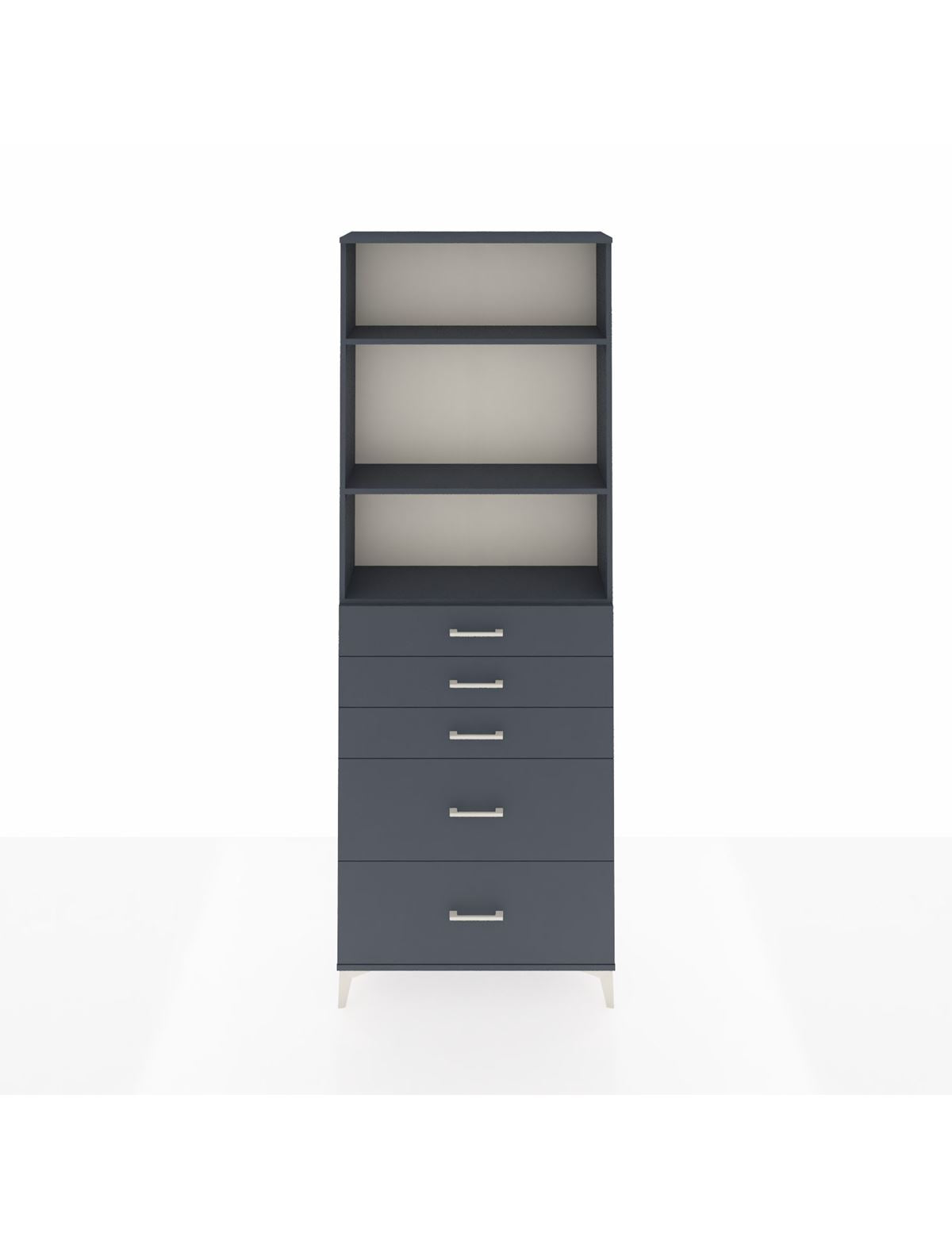 Arges Dolap 3 Raflı 5 Çekmeceli 88x30x243 Antrasit-Antrasit