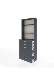 Arges Dolap 3 Raflı 5 Çekmeceli 88x30x243 Antrasit-Antrasit