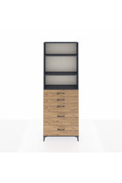 Arges Dolap 3 Raflı 5 Çekmeceli 88x30x243 Antrasit-Çam