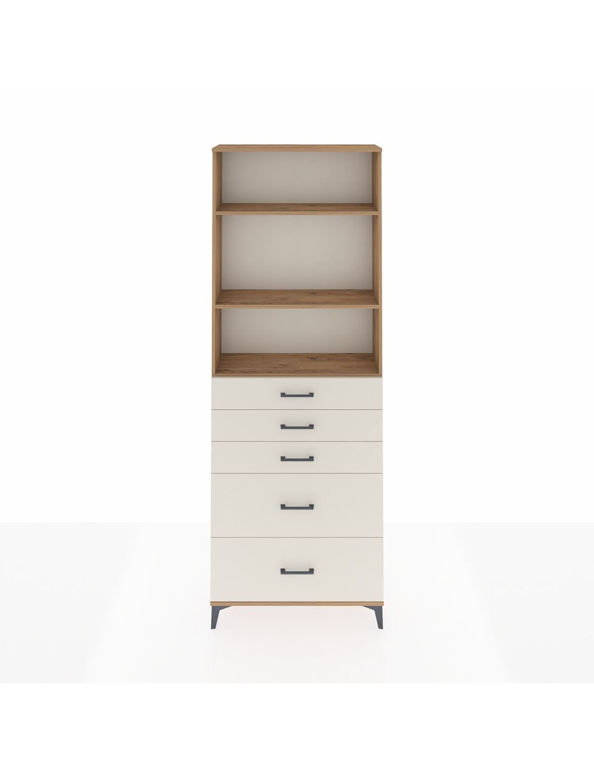 Arges Dolap 3 Raflı 5 Çekmeceli 88x30x243 Çam-Aytaşı