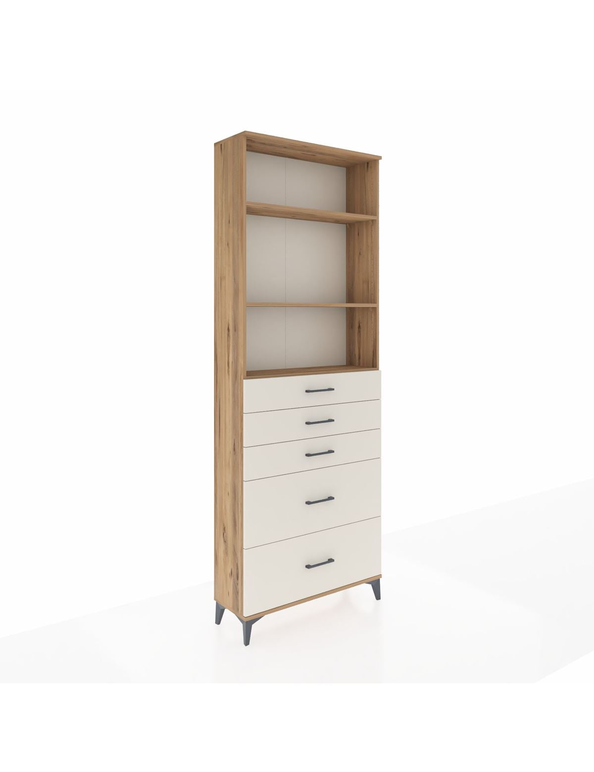 Arges Dolap 3 Raflı 5 Çekmeceli 88x30x243 Çam-Aytaşı