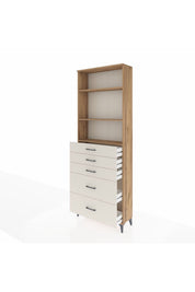 Arges Dolap 3 Raflı 5 Çekmeceli 88x30x243 Çam-Aytaşı