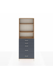 Arges Dolap 3 Raflı 5 Çekmeceli 88x30x243 Çam-Antrasit