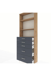 Arges Dolap 3 Raflı 5 Çekmeceli 88x30x243 Çam-Antrasit