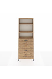 Arges Dolap 3 Raflı 5 Çekmeceli 88x30x243 Çam-Çam