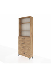 Arges Dolap 3 Raflı 5 Çekmeceli 88x30x243 Çam-Çam