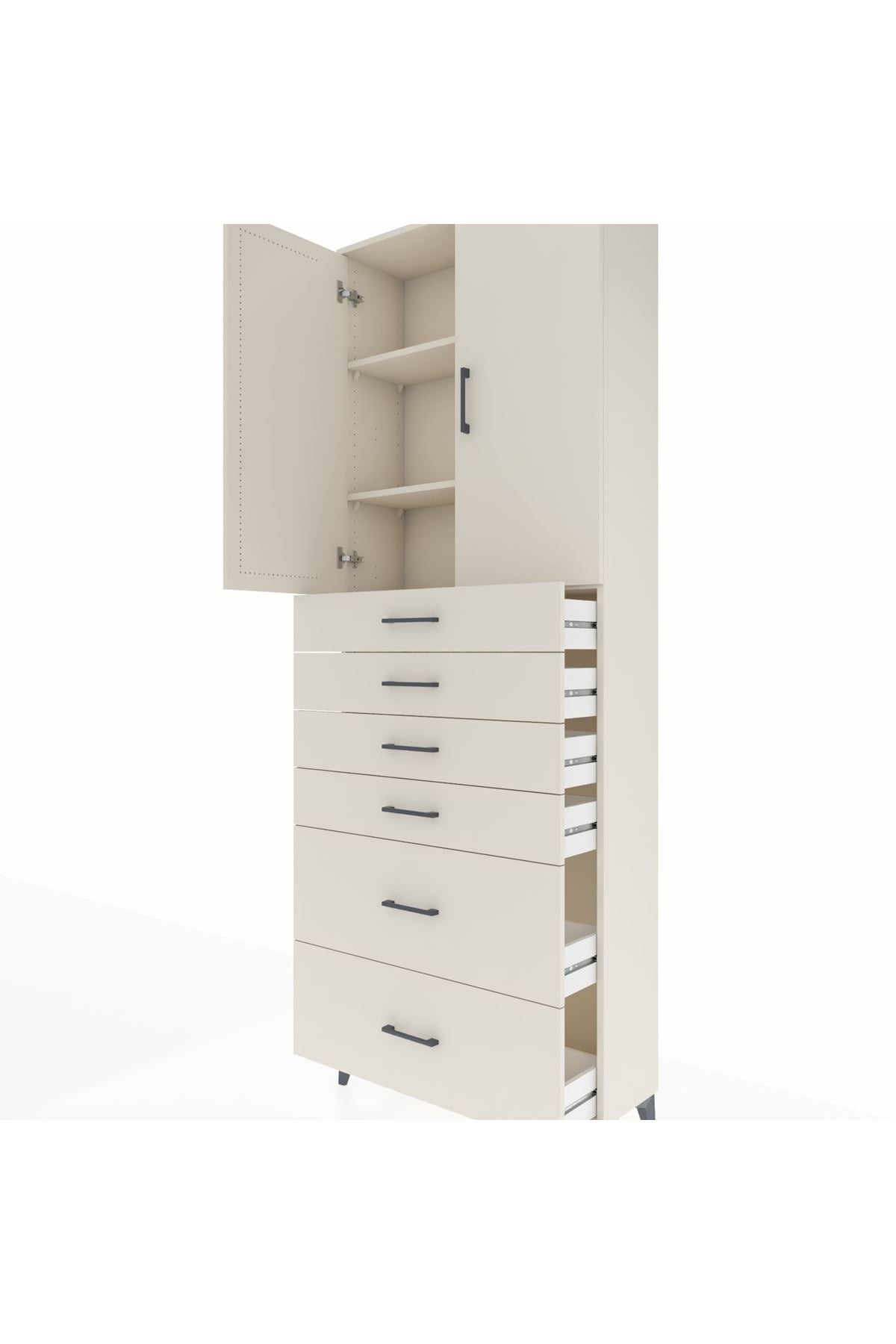 Arges Dolap 3 Raflı 6 Çekmeceli 2 Kapaklı 88x30x243 Aytaşı-Aytaşı