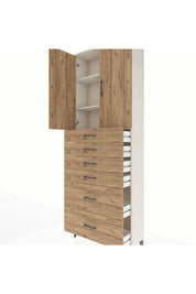 Arges Dolap 3 Raflı 6 Çekmeceli 2 Kapaklı 88x30x243 Aytaşı-Çam