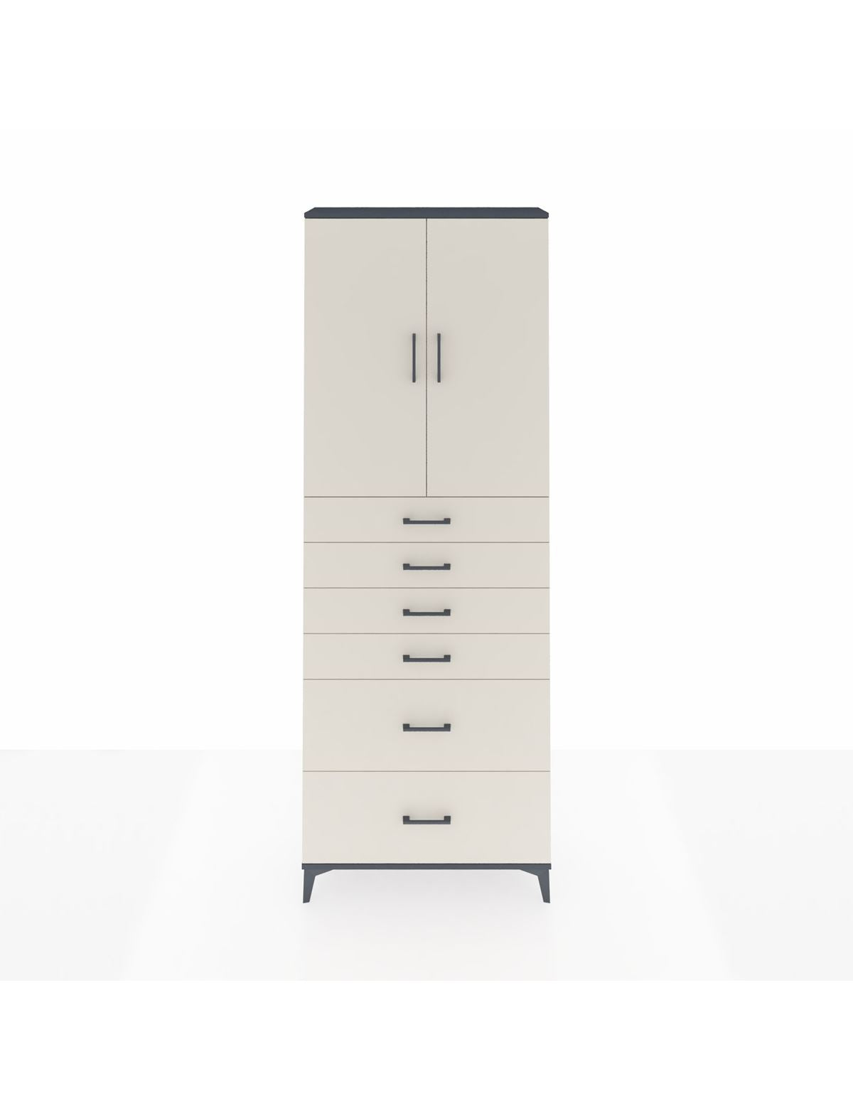 Arges Dolap 3 Raflı 6 Çekmeceli 2 Kapaklı 88x30x243 Antrasit-Aytaşı