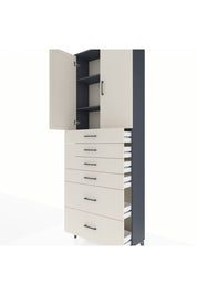 Arges Dolap 3 Raflı 6 Çekmeceli 2 Kapaklı 88x30x243 Antrasit-Aytaşı