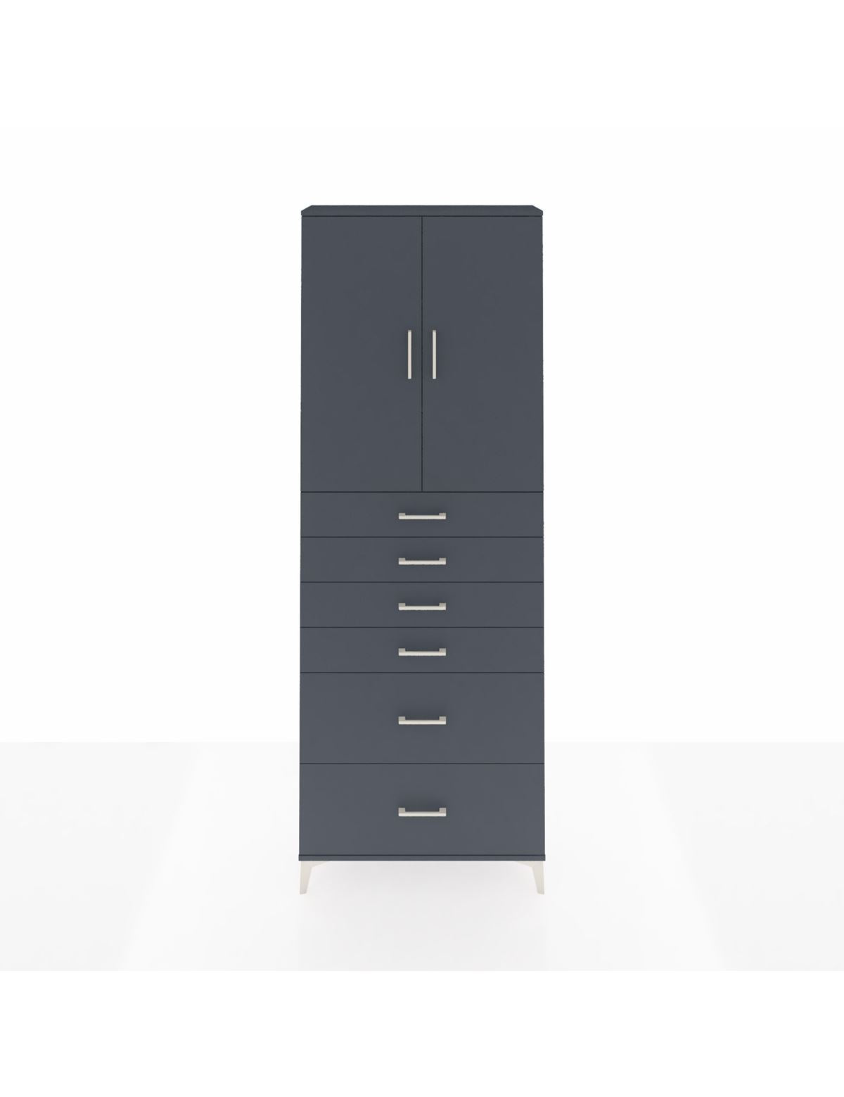 Arges Dolap 3 Raflı 6 Çekmeceli 2 Kapaklı 88x30x243 Antrasit-Antrasit