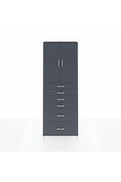 Arges Dolap 3 Raflı 6 Çekmeceli 2 Kapaklı 88x30x243 Antrasit-Antrasit