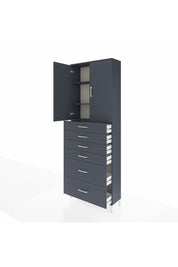 Arges Dolap 3 Raflı 6 Çekmeceli 2 Kapaklı 88x30x243 Antrasit-Antrasit