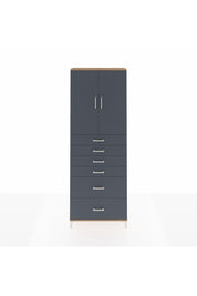 Arges Dolap 3 Raflı 6 Çekmeceli 2 Kapaklı 88x30x243 Çam-Antrasit