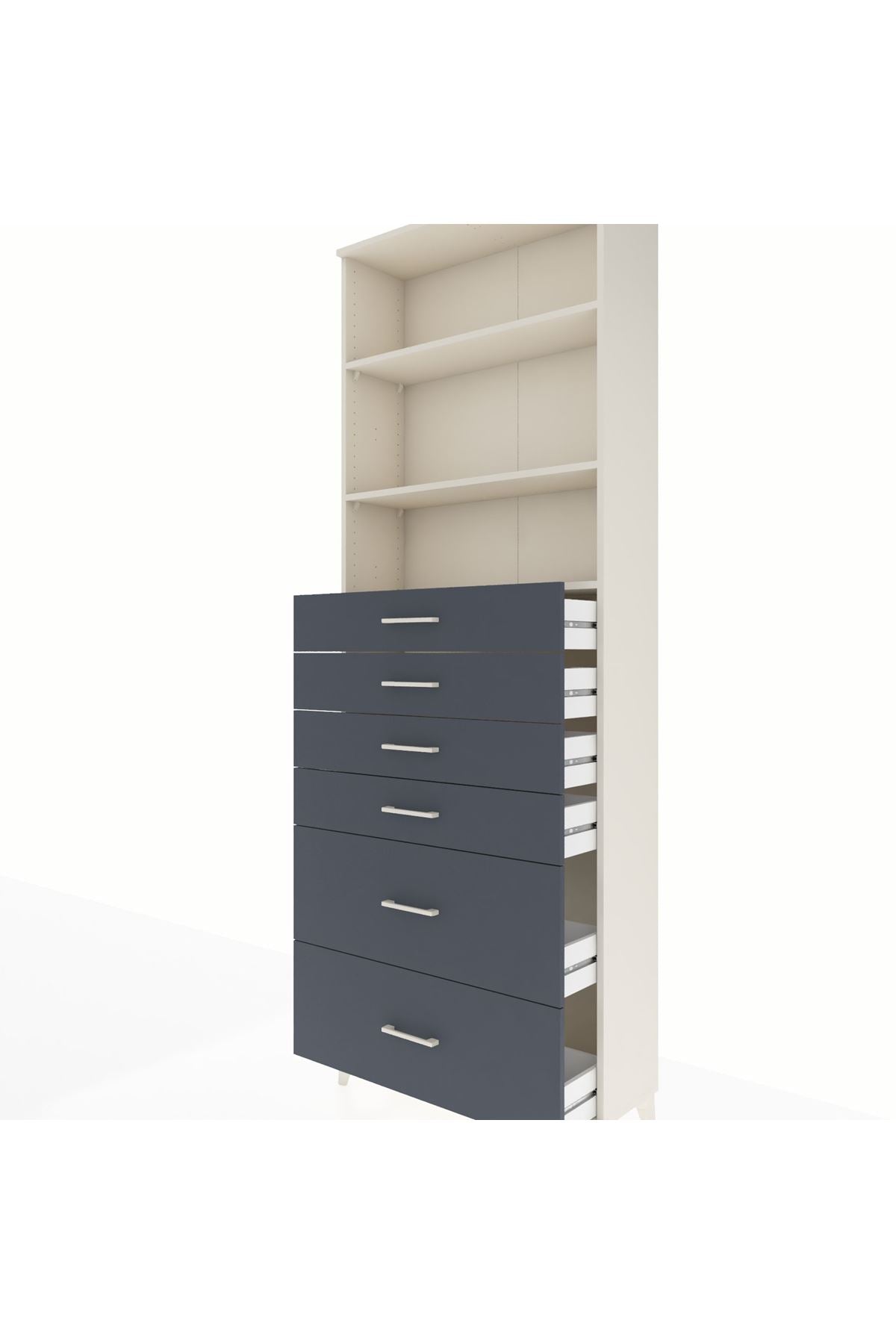 Arges Dolap 3 Raflı 6 Çekmeceli 88x30x243 Aytaşı-Antrasit