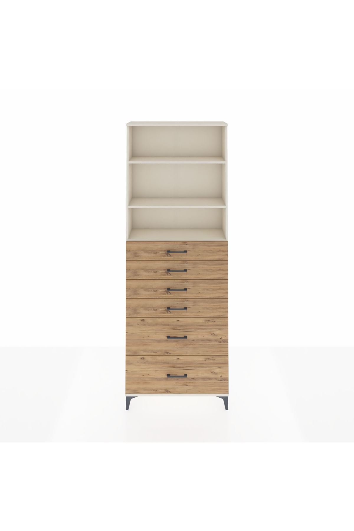 Arges Dolap 3 Raflı 6 Çekmeceli 88x30x243 Aytaşı-Çam