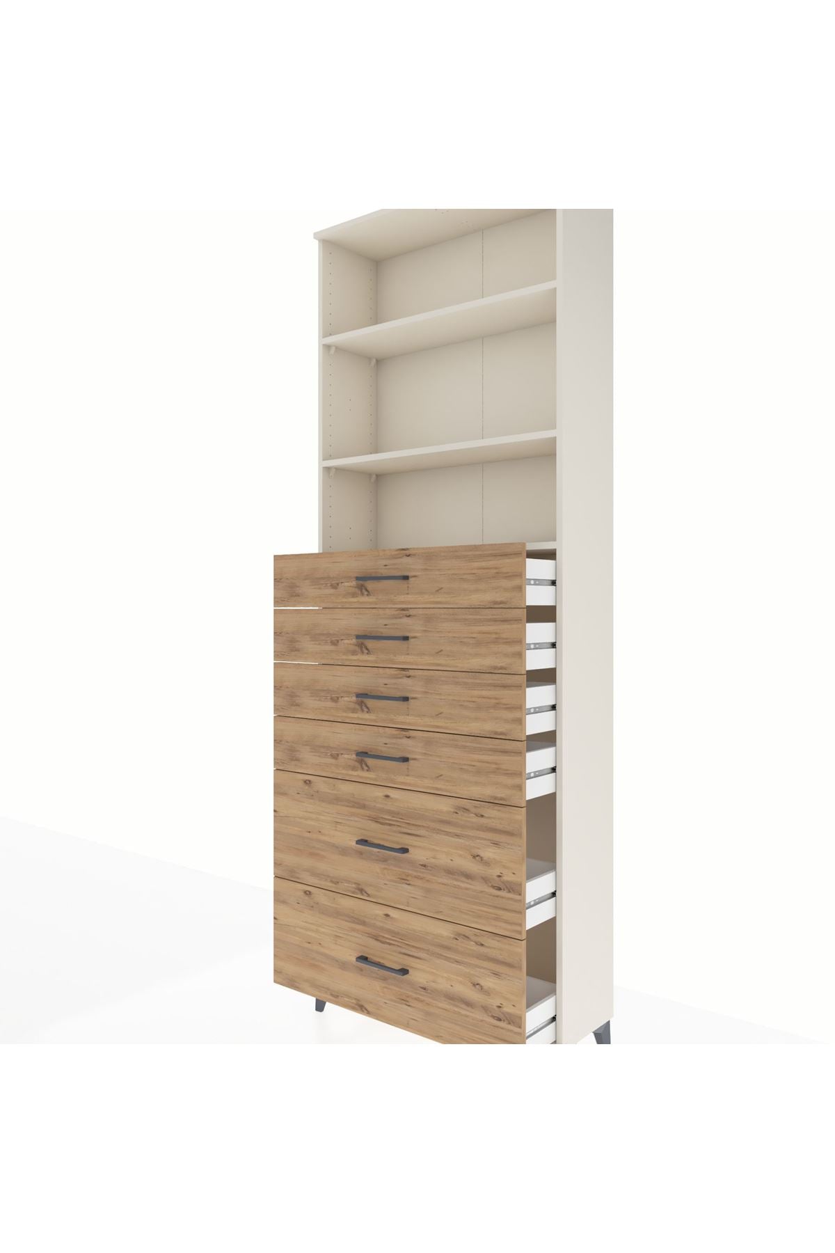 Arges Dolap 3 Raflı 6 Çekmeceli 88x30x243 Aytaşı-Çam