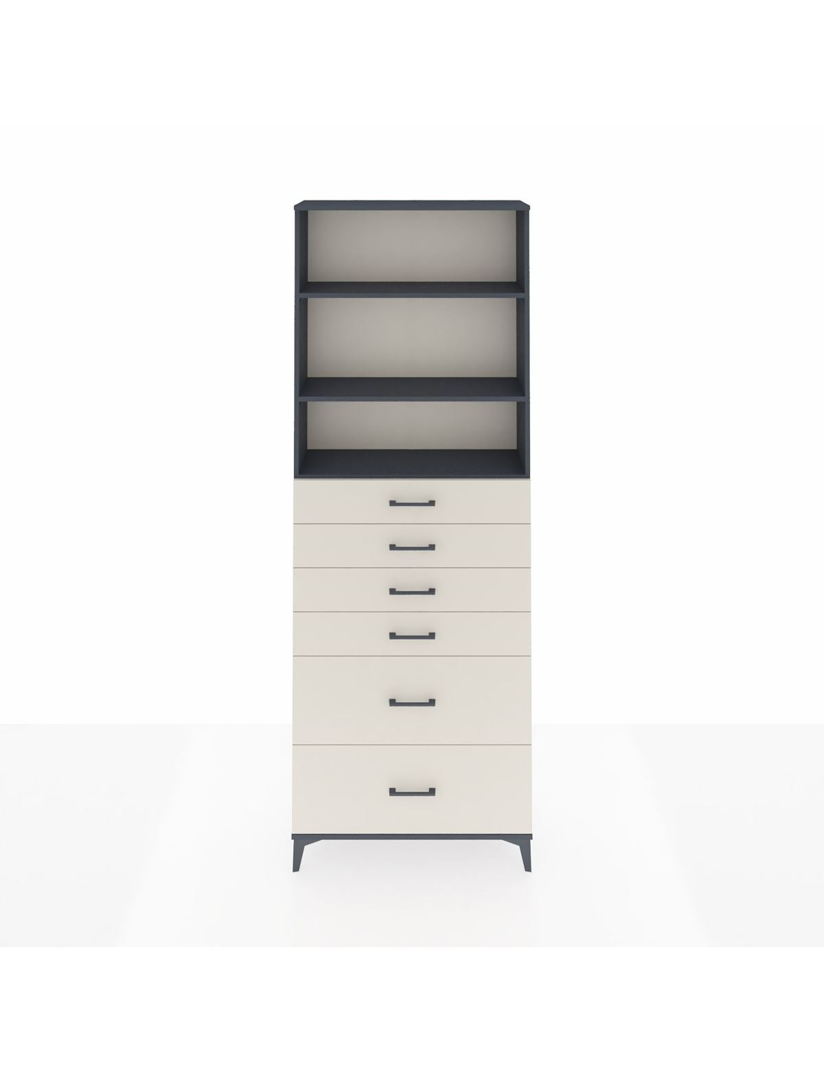 Arges Dolap 3 Raflı 6 Çekmeceli 88x30x243 Antrasit-Aytaşı