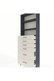 Arges Dolap 3 Raflı 6 Çekmeceli 88x30x243 Antrasit-Aytaşı