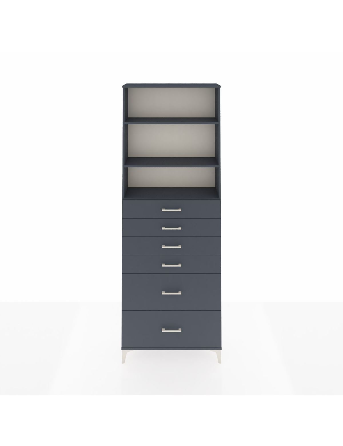 Arges Dolap 3 Raflı 6 Çekmeceli 88x30x243 Antrasit-Antrasit