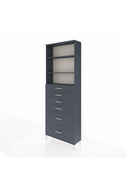 Arges Dolap 3 Raflı 6 Çekmeceli 88x30x243 Antrasit-Antrasit