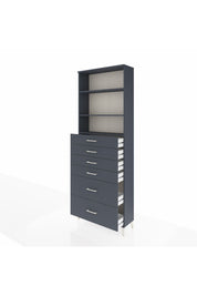 Arges Dolap 3 Raflı 6 Çekmeceli 88x30x243 Antrasit-Antrasit