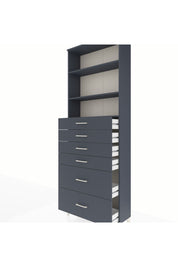 Arges Dolap 3 Raflı 6 Çekmeceli 88x30x243 Antrasit-Antrasit