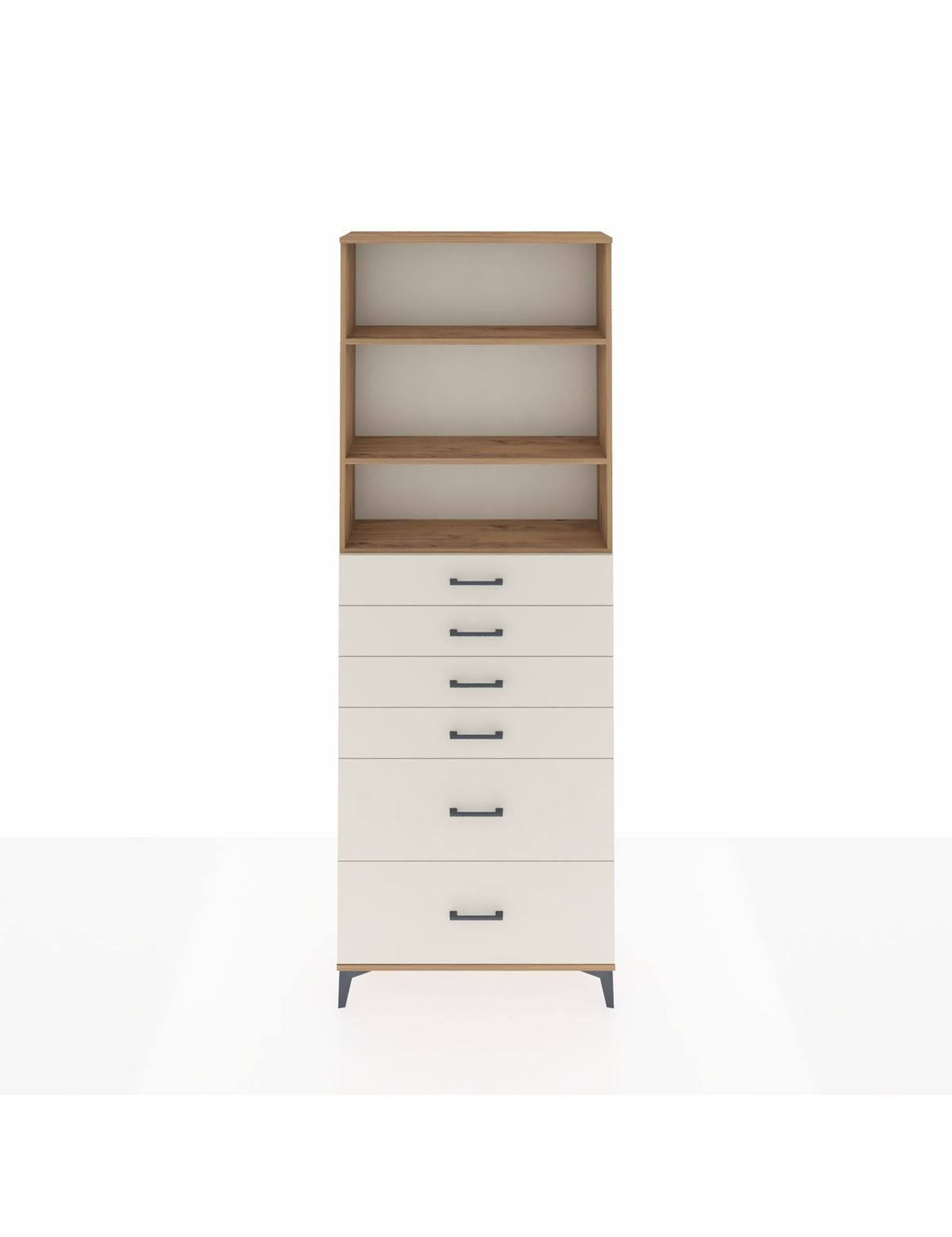 Arges Dolap 3 Raflı 6 Çekmeceli 88x30x243 Çam-Aytaşı