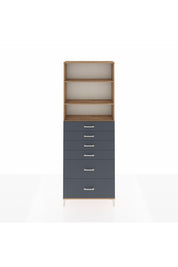 Arges Dolap 3 Raflı 6 Çekmeceli 88x30x243 Çam-Antrasit