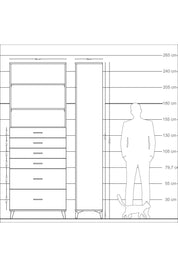 Arges Dolap 3 Raflı 6 Çekmeceli 88x30x243 Çam-Antrasit