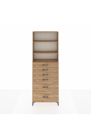 Arges Dolap 3 Raflı 6 Çekmeceli 88x30x243 Çam-Çam