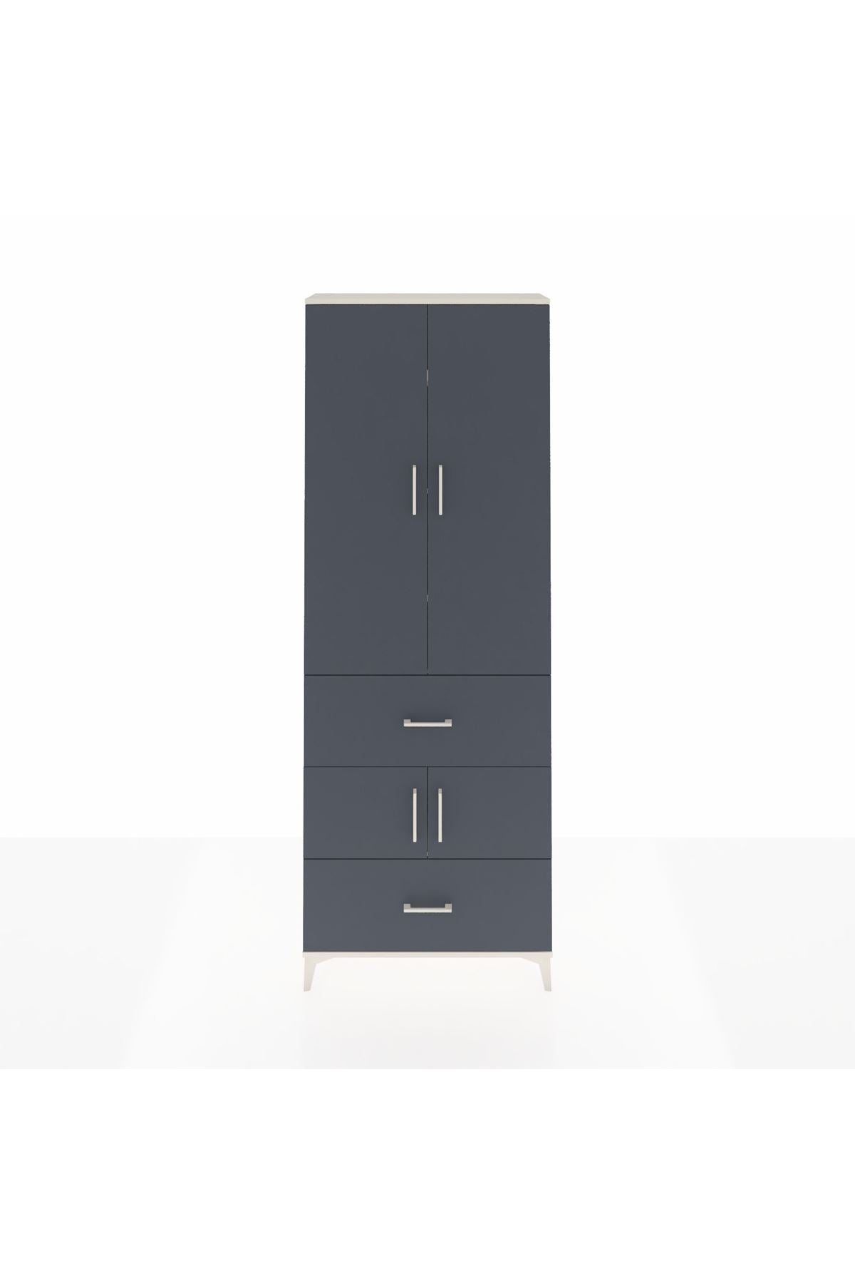 Arges Dolap 5 Raflı 2 Çekmeceli 4 Kapaklı 88x30x243 Aytaşı-Antrasit