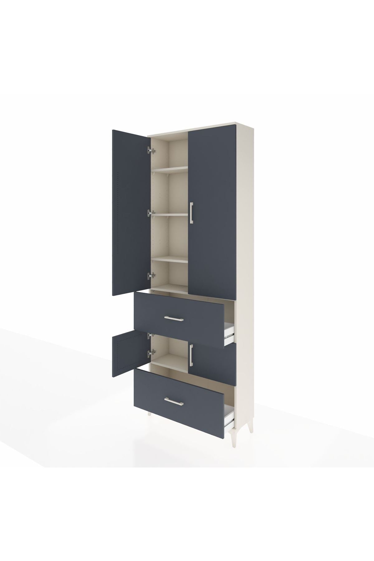 Arges Dolap 5 Raflı 2 Çekmeceli 4 Kapaklı 88x30x243 Aytaşı-Antrasit