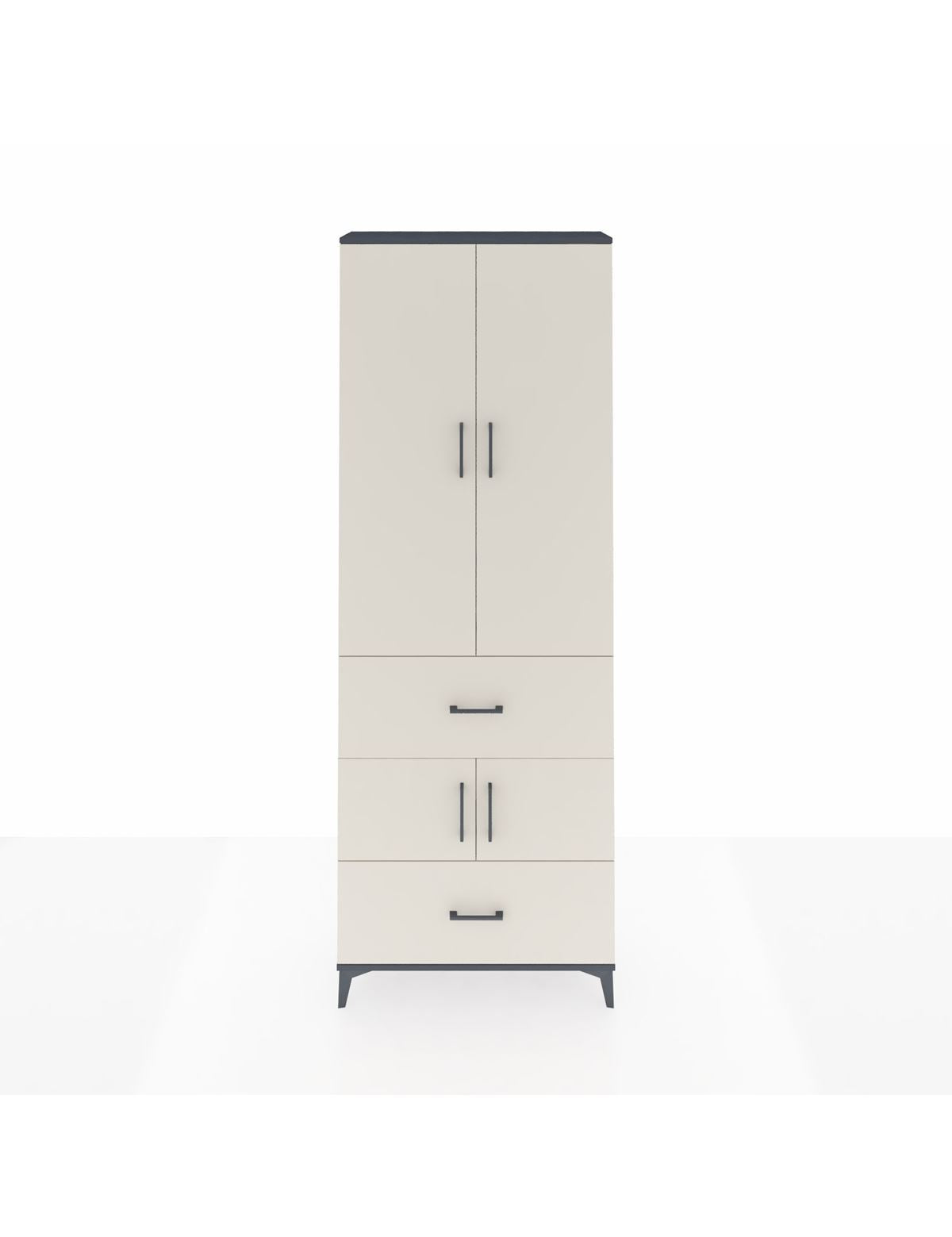 Arges Dolap 5 Raflı 2 Çekmeceli 4 Kapaklı 88x30x243 Antrasit-Aytaşı