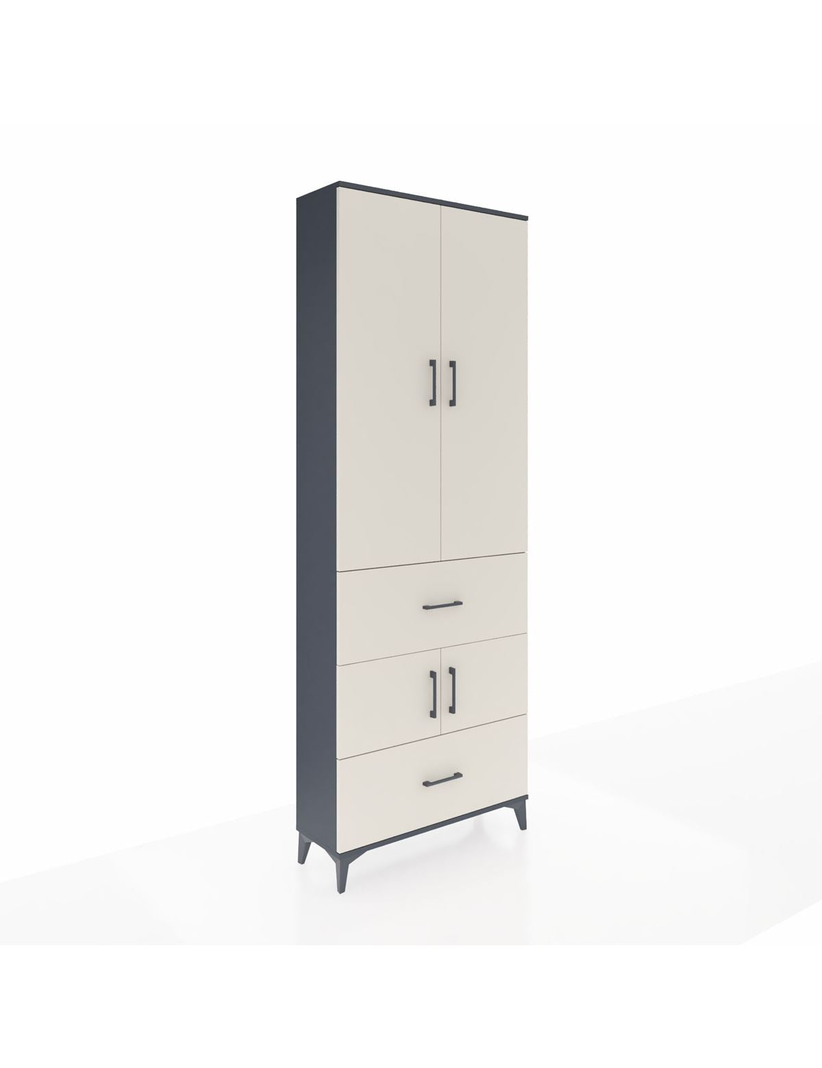 Arges Dolap 5 Raflı 2 Çekmeceli 4 Kapaklı 88x30x243 Antrasit-Aytaşı