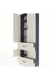 Arges Dolap 5 Raflı 2 Çekmeceli 4 Kapaklı 88x30x243 Antrasit-Aytaşı