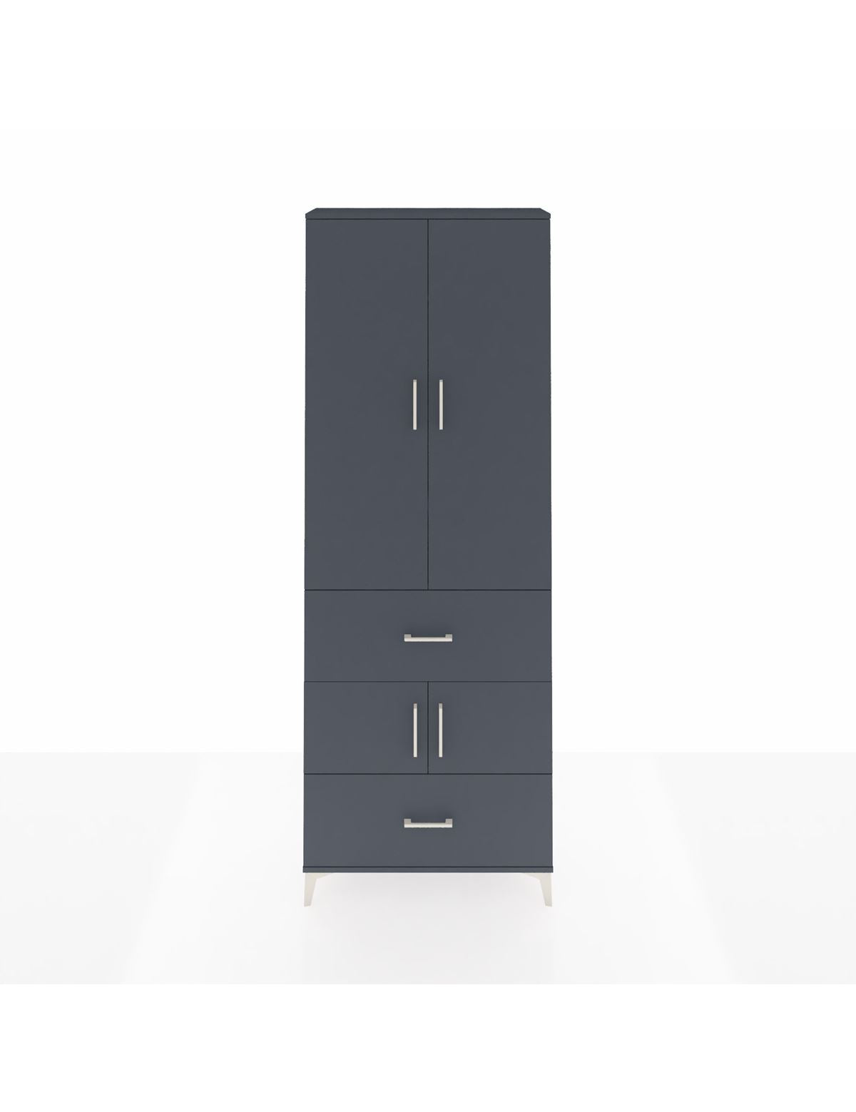 Arges Dolap 5 Raflı 2 Çekmeceli 4 Kapaklı 88x30x243 Antrasit-Antrasit