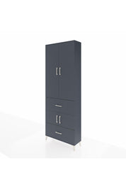 Arges Dolap 5 Raflı 2 Çekmeceli 4 Kapaklı 88x30x243 Antrasit-Antrasit