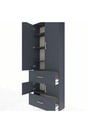 Arges Dolap 5 Raflı 2 Çekmeceli 4 Kapaklı 88x30x243 Antrasit-Antrasit