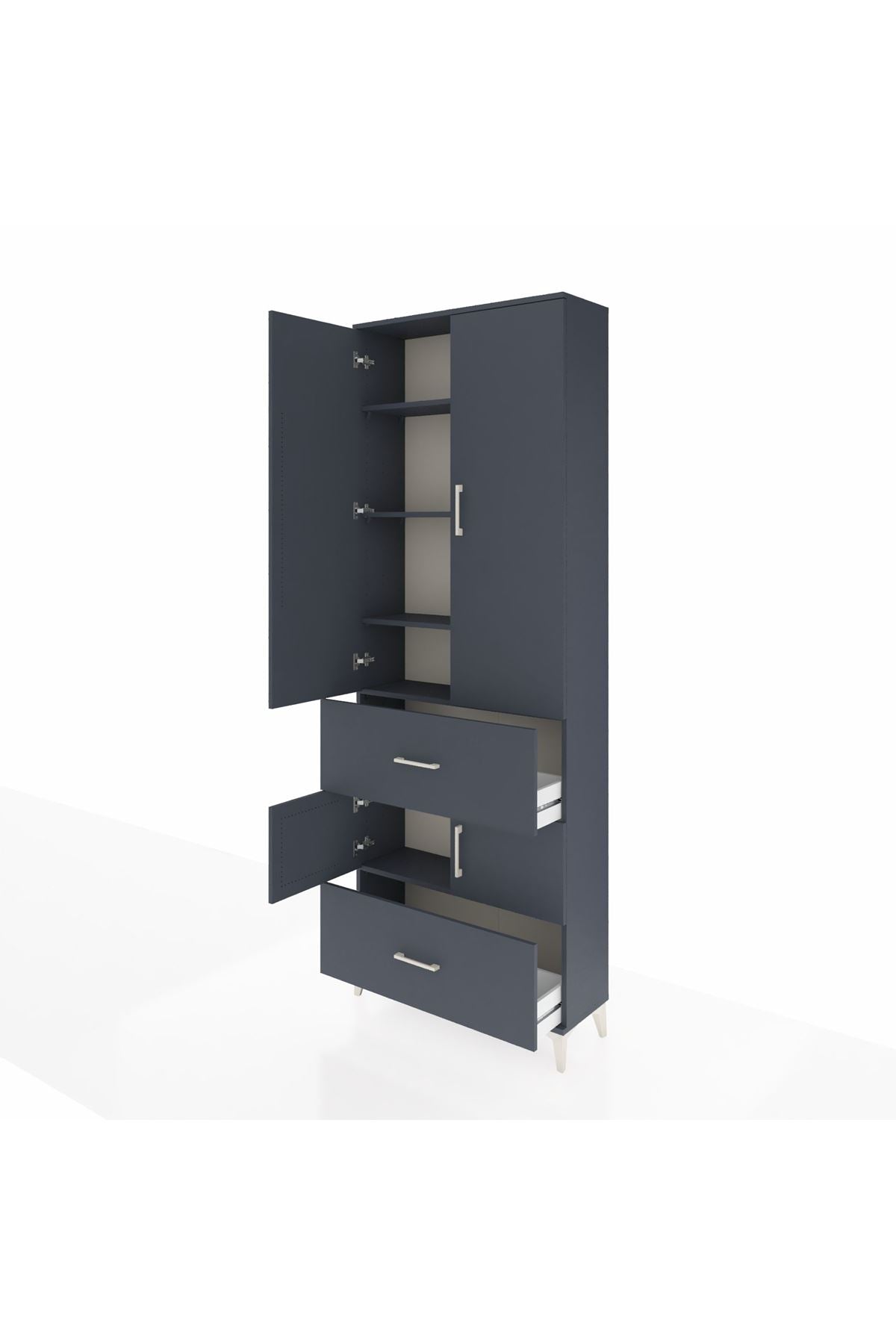 Arges Dolap 5 Raflı 2 Çekmeceli 4 Kapaklı 88x30x243 Antrasit-Antrasit