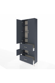 Arges Dolap 5 Raflı 2 Çekmeceli 4 Kapaklı 88x30x243 Antrasit-Antrasit