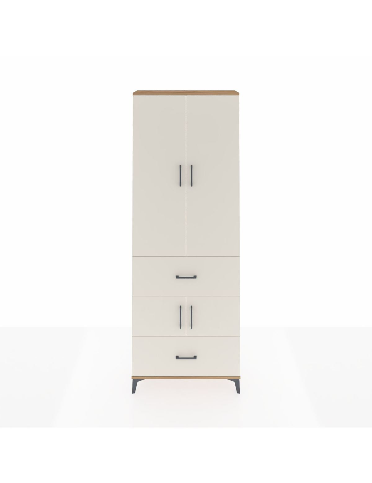 Arges Dolap 5 Raflı 2 Çekmeceli 4 Kapaklı 88x30x243 Çam-Aytaşı