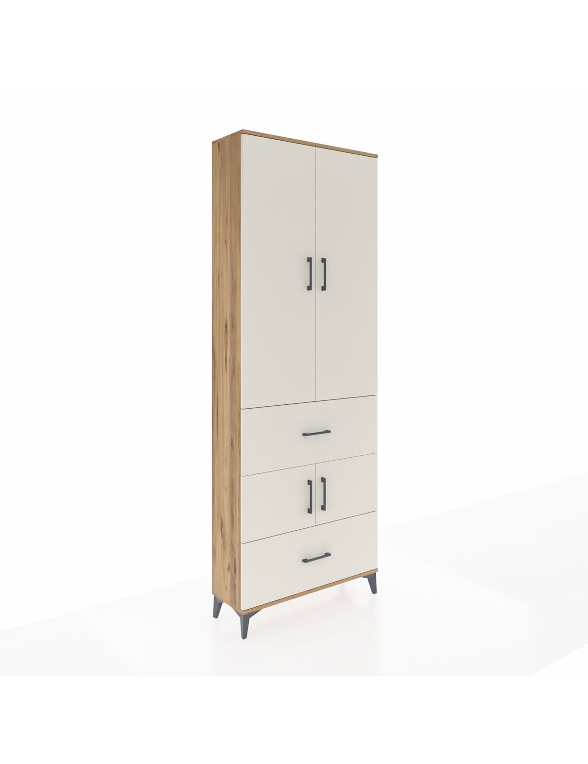 Arges Dolap 5 Raflı 2 Çekmeceli 4 Kapaklı 88x30x243 Çam-Aytaşı