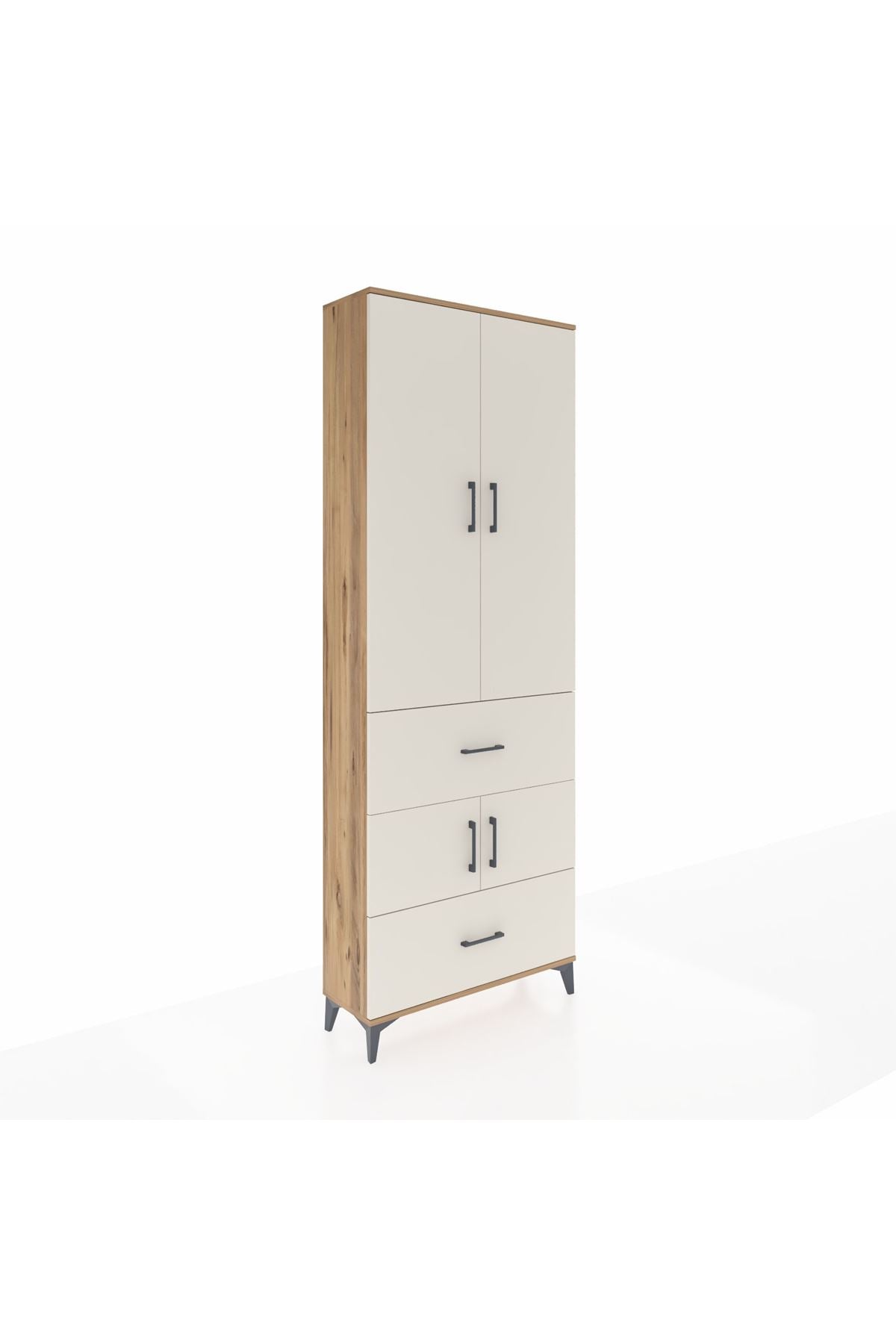 Arges Dolap 5 Raflı 2 Çekmeceli 4 Kapaklı 88x30x243 Çam-Aytaşı