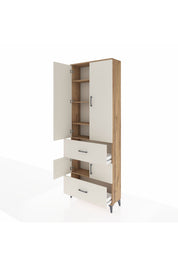 Arges Dolap 5 Raflı 2 Çekmeceli 4 Kapaklı 88x30x243 Çam-Aytaşı
