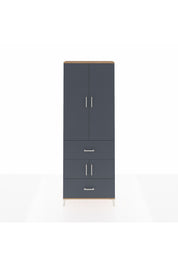 Arges Dolap 5 Raflı 2 Çekmeceli 4 Kapaklı 88x30x243 Çam-Antrasit